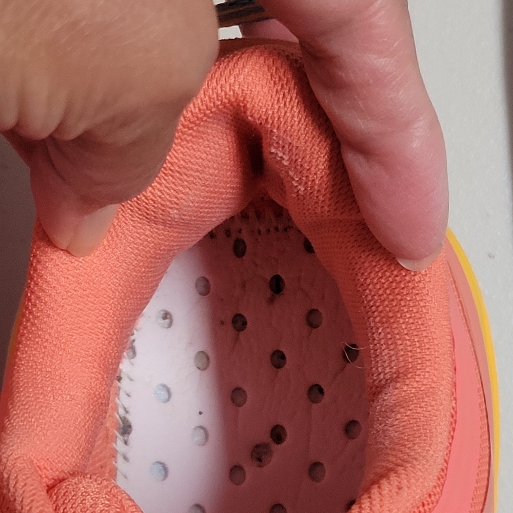 Hoka One One Women's Coral and Yellow Running Shoes - Picture 8 of 16